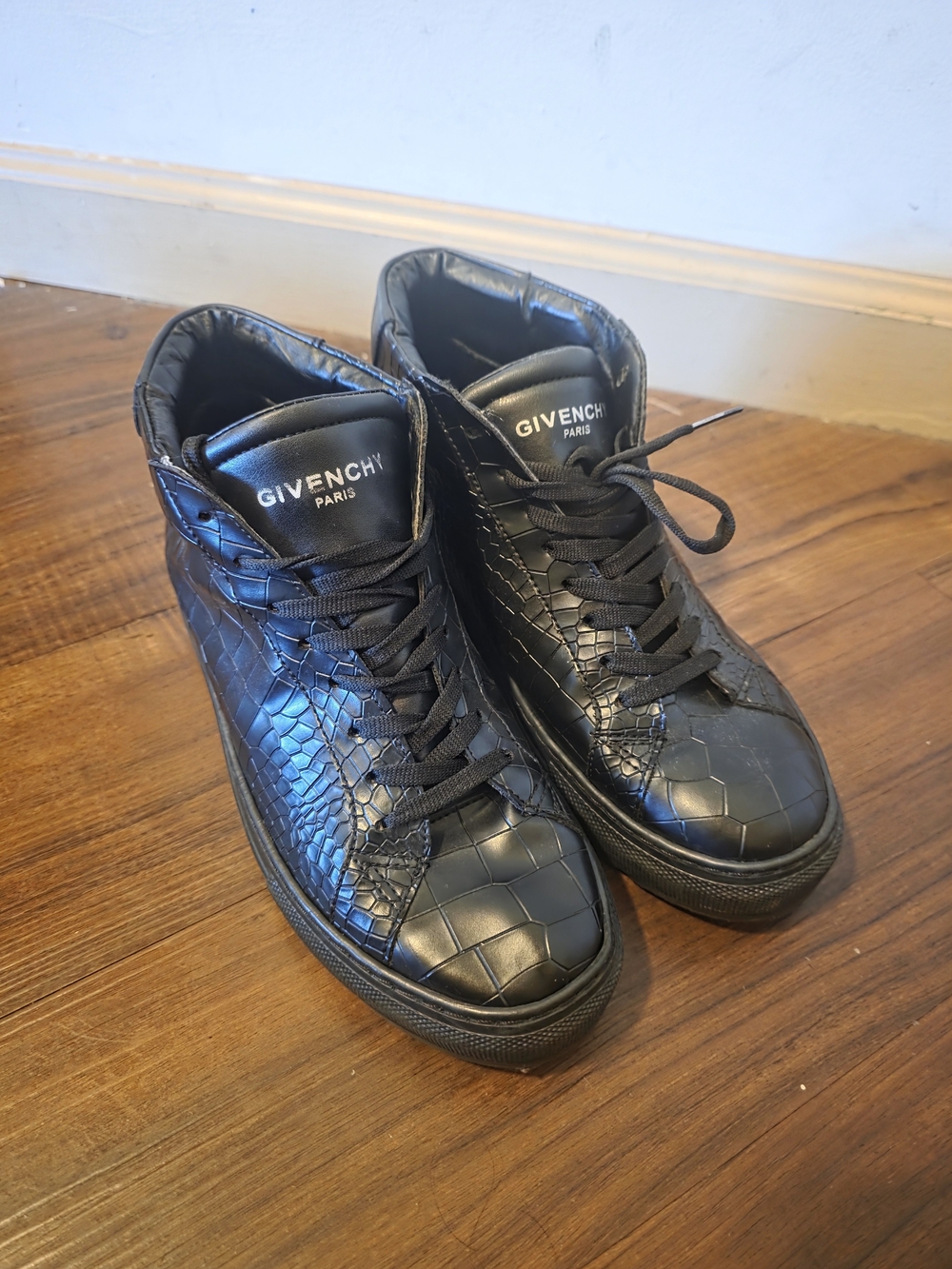 Givenchy Black Croc-Embossed High-Top Sneakers